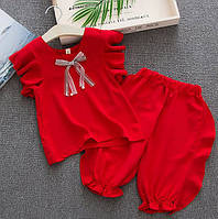 Летний костюм для девочки красный 4329, розмір 110