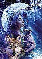 Алмазная мозаика "Волчица" 40*50 см, на подрамнике, круглые стразы