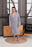 Чоловічий халат з фактурного мусліну Duna, сірий