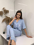 Домашній костюм рубашка штани, голубий колір., фото 4