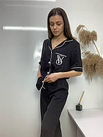 Комплект штапельний рубашка штани, чорний колір