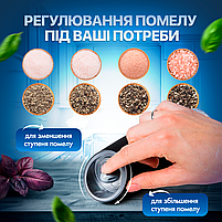 Набір млинів для солі, перцю, спецій SBTR, 2 предмети, керамічні ножі, на батарейках Чорний (SPM-12/Black), фото 5
