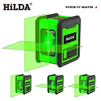 Лазерный нивелир HILDA 2D / 2 Линии/ Зелёный луч.