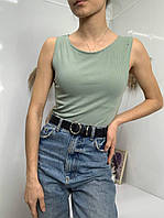 Майка в рубчик, у м'ятному кольорі