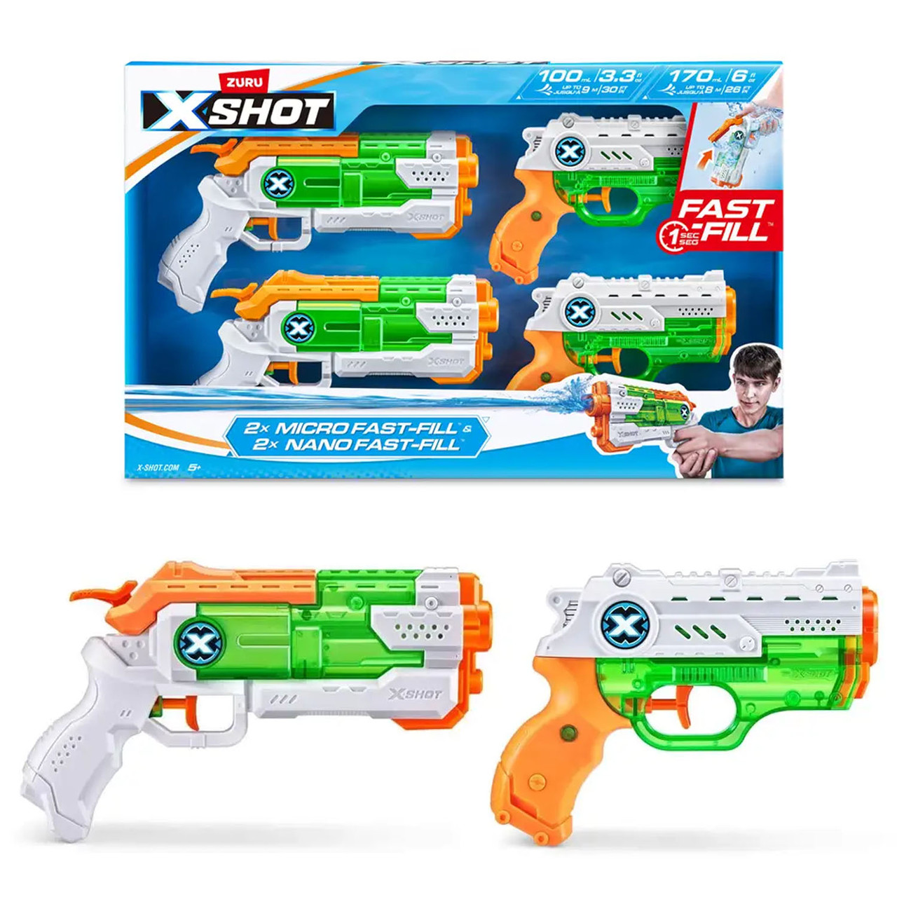 Набір водних бластерів X-Shot Fast Fill (4 водні бластери) 11856R