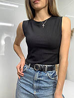 Топ майка чорна в рубчик