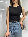 Топ майка чорна в рубчик, фото 5