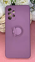 Чехол накладка для Samsung A32 4G (A225F) оригинал Противоударный резиновый с кольцом Фиолетовый\Сиреневый