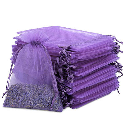 Мішечки сітка з органзи для захисту винограду від комах LOSSO 25*35 см, бузкові (100 шт), комірка 0,5 мм