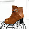 Черевики жіночі об'єднані на невисоких підборах, колір рудий, фото 2