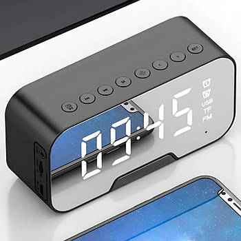 Портативна колонка з годинником від USB, Q5 BT, Чорний / Мобільна блютуз колонка / Колонка з годинником