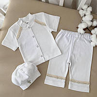 К-м "Святік-2" к.р. кофта,штани,берет Білий/беж Інтерлок арт.27069109  Зріст 56-38(р)