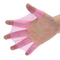 Перчатки для плаванья, размер М, Розовые / Силиконовые ласты на руки / Перепонки для плавания