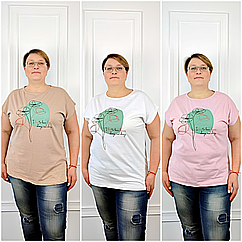 Жіноча котонова футболка БАТАЛ 462T-19-2 (в уп. один колiр) вир-во Туреччина.