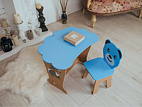 Набір дитячий стілець і столик синій Дитячий столик і стільчик для занять і гол Столик дитячий яскравий