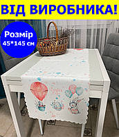 Пасхальная дорожка 45*145 см из мягкого хлопка, скатерть раннер на кухонный стол декоративный на пасху Кролики