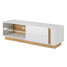 Тумба під ТВ в вітальню з ЛДСП 1D/138 Arco (Marco) Perfect Home Білий глянець/Дуб грандсон