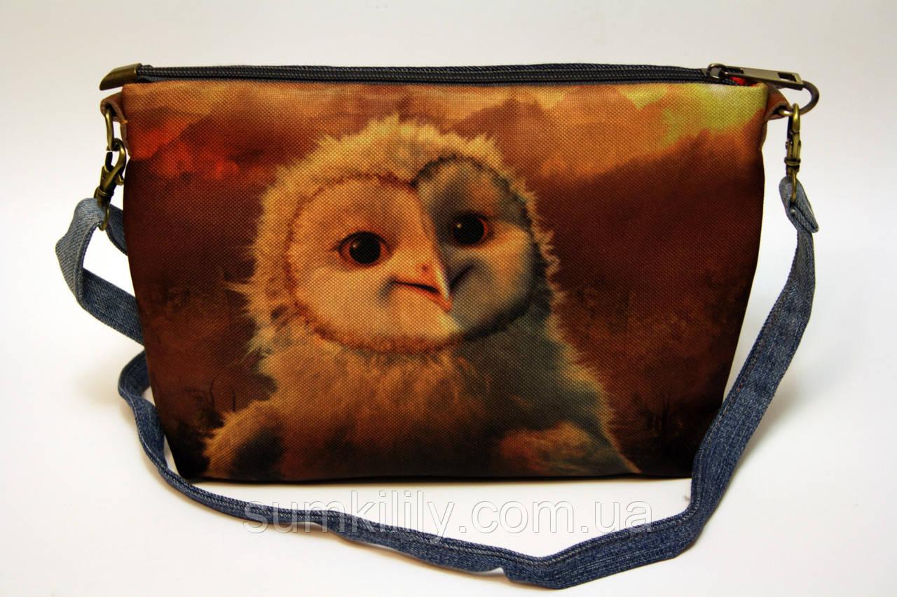 Джинсова сумочка із совою, фото 1