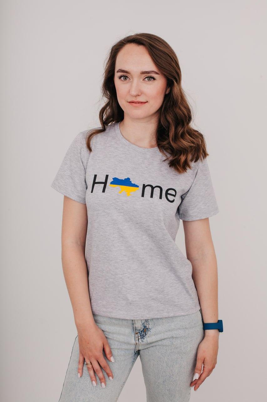 Жіноча патріотична футболка "Home" св.сірий меланж