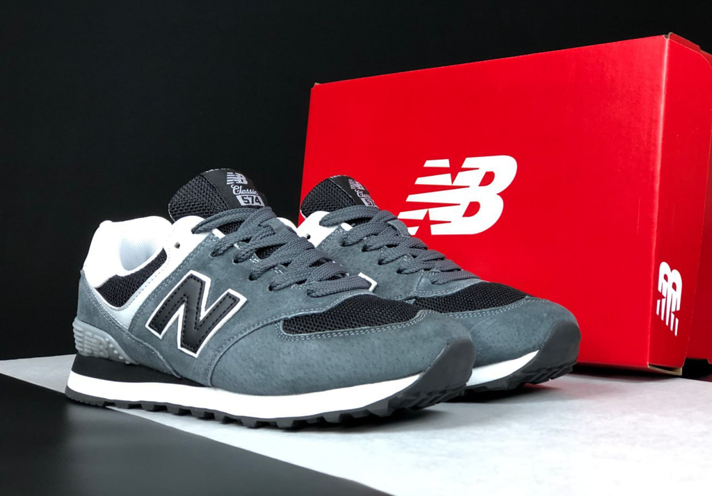 Чоловічі кросівки New balance 574 Gray Encap Nb взуття Нью Беланс темно сірі замш текстиль весна осінь, фото 1