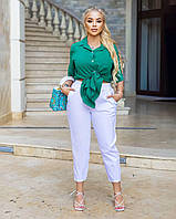 Жіночі літні однотонні штани Тканина джинс бенгалін Розміри 50-52,54-56,58-60