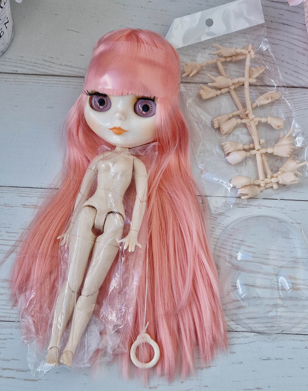 Шарнірна Лялька Блайз Blythe 30 см рожево-персикове волосся без одягу 4 кольори очей