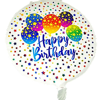 Фольгированный шарик КНР 18"(45 см) Круг "Happу Birthday" шарики со звездами