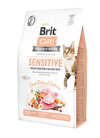 Сухой корм для привередливых кошек Brit Care Cat Sensitive Digestion&Delicate Taste с индейкой и лососем, 400г