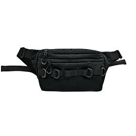 Чоловіча сумка бананка на пояс тактична, чорна з півкільцями для кріплення додаткового спорядження, матеріал Оксфорд