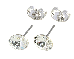 Сережки Xuping Родій з кристалами Swarovski пусети "Овальні кристали Clear" 6х8мм