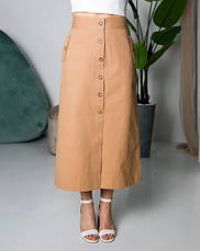 Жіноча спідниця трапеція "Тереза" з тканини котон з високою посадкою у бежевому кольорі розміри від 44 до 54, фото 5