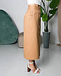 Жіноча спідниця трапеція "Тереза" з тканини котон з високою посадкою у бежевому кольорі розміри від 44 до 54, фото 8