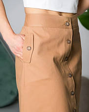 Жіноча спідниця трапеція "Тереза" з тканини котон з високою посадкою у бежевому кольорі розміри від 44 до 54, фото 4