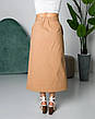 Жіноча спідниця трапеція "Тереза" з тканини котон з високою посадкою у бежевому кольорі розміри від 44 до 54, фото 7