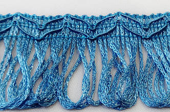 Бахрома петелька 4 см з візерунком хвиля  блакитна