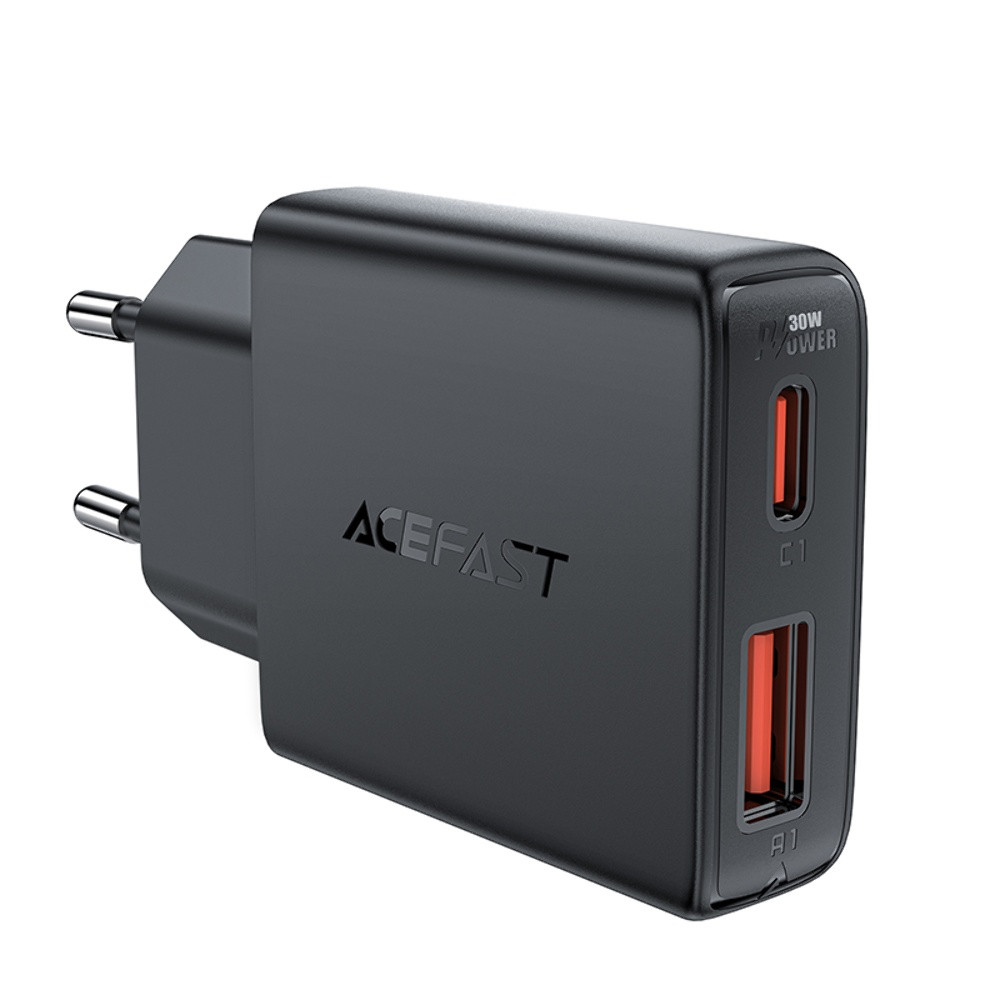 DR Мережевий зарядний пристрій Acefast A69 USB/Type-C QC PD 30W GaN чорний