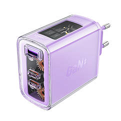 DR Мережевий зарядний пристрій Acefast A45 USB/2 Type-C QC PD PD65W GaN фіолетовий
