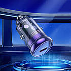 DR Автомобільний зарядний пристрій Hoco Z53 Type-C PD 30 W transparent purple + кабель Type-C to Lightning, фото 4