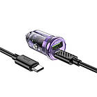 DR Автомобільний зарядний пристрій Hoco Z53A USB/Type-C PD 30 W QC transparent purple + кабель Type-C to, фото 3