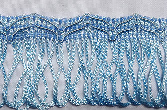 Бахрома петелька 4 см з візерунком хвиля  світло - блакитна