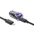 DR Автомобільний зарядний пристрій Hoco Z53A USB/Type-C PD 30 W QC transparent purple + кабель Type-C to, фото 3