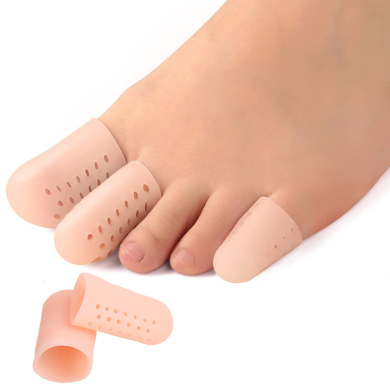 Дихаючий напальчник на великі пальці ніг закритий тілесний із силікону бежевого кольору розмір L 29233, фото 1