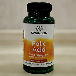 Фолієва кислота Swanson Folic Acid 250 капсул