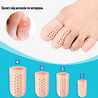 Дихаючий напальчник на великі пальці ніг та рук розмір М колір бежевий 1 пара. Захисний ковпачок від натирання, фото 8
