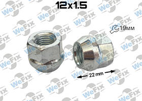 Гайка колісна відкрита M12x1,5x22 конус ключ 19 цинк