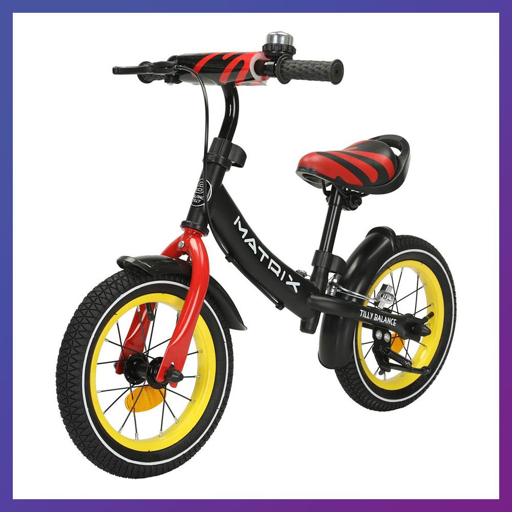 Дитячий біговел велобіг на надувних колесах 12 дюймів BALANCE TILLY 12 Matrix T-21259 Black Yellow Чорно-жовтий, фото 1