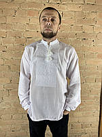Мужская рубашка большие размеры в белом орнаменте.