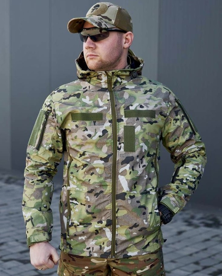 Літня тактична куртка Soft Shell без флісу, Куртка Мультикам ЗСУ (46-56 р.), фото 1