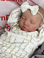 Повністю вініл-силіконова реалістична лялька Реборн спляча новонароджена дівчинка як жива справжня дитина пупс з заплющеними очима