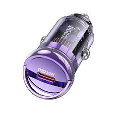 DR Автомобільний зарядний пристрій Hoco Z53 Type-C PD 30 W transparent purple